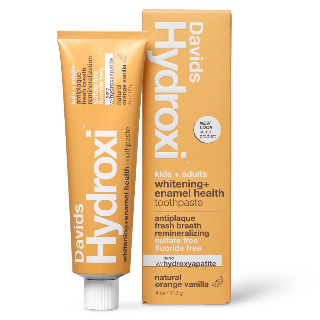 Davids Hydroxi whitening + enamel health, nano-hydroxyapatite toothpaste, kids + adults / orange vanilla