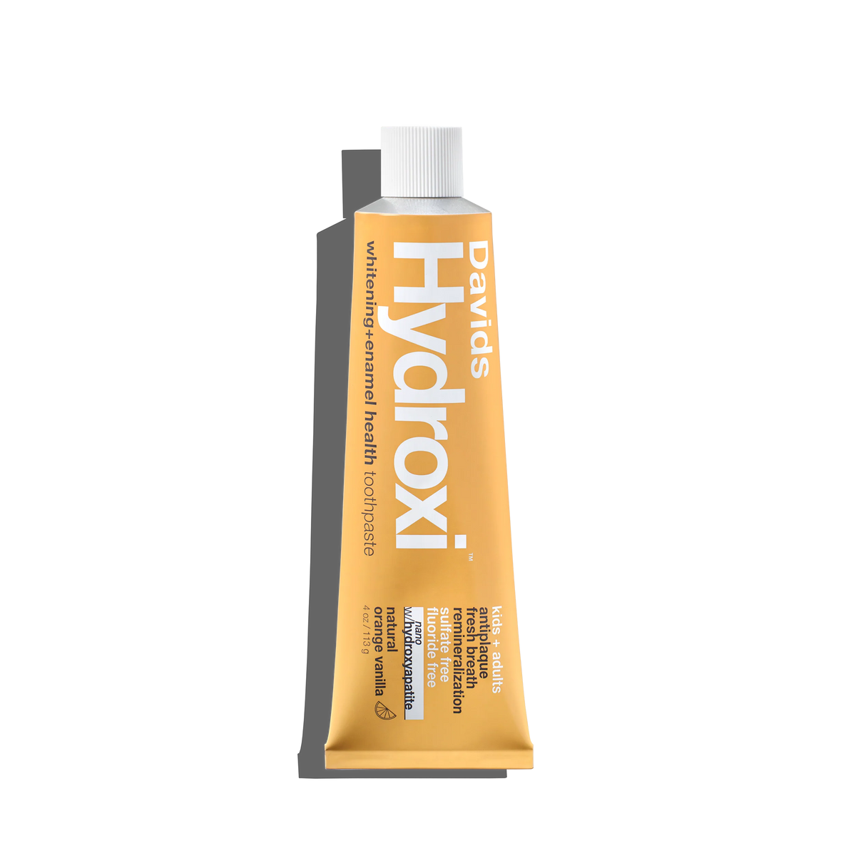 Davids Hydroxi whitening + enamel health, nano-hydroxyapatite toothpaste, kids + adults / orange vanilla