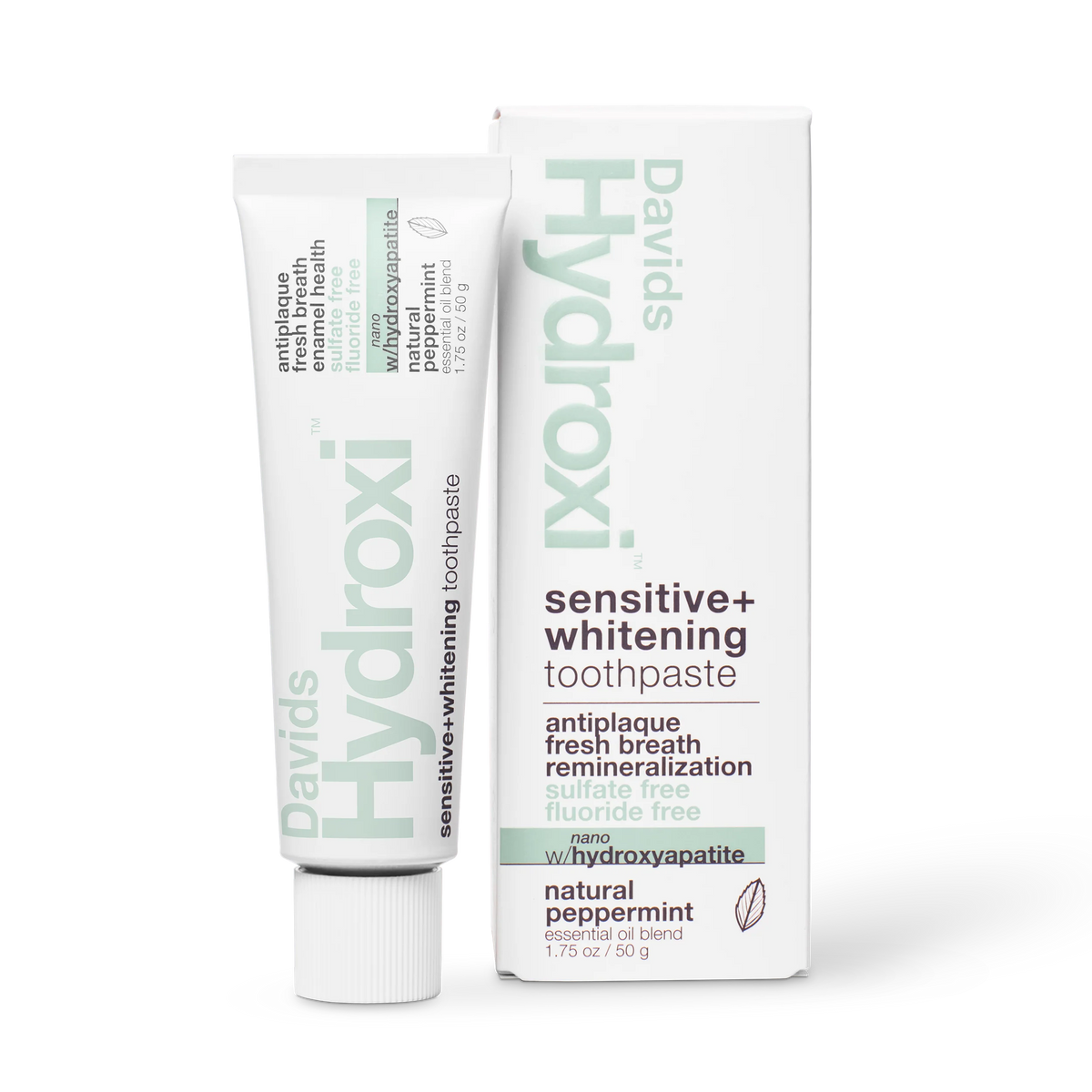 Davids Hydroxi™ travel size premium toothpaste / sensitive+whitening nano-hydroxyapatite / peppermint / 1.75 oz