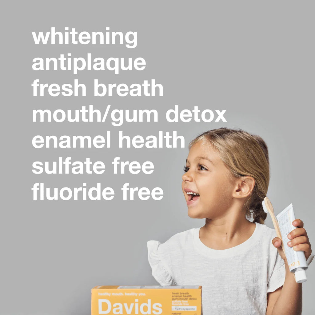 Davids Hydroxi whitening + enamel health, nano-hydroxyapatite toothpaste, kids + adults / orange vanilla